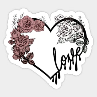 Love heart and roses dark romantic design Sticker